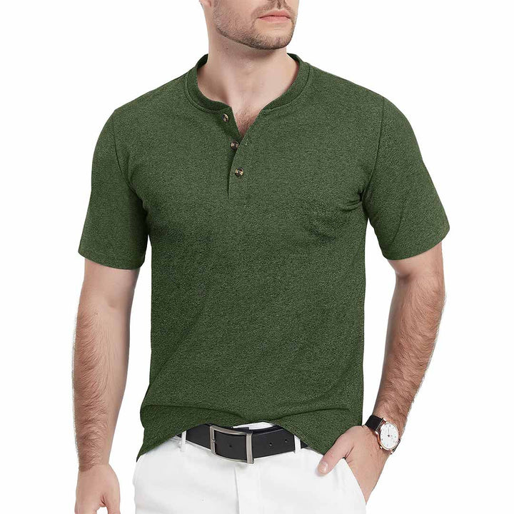 Men's Casual Cotton Henley Shirts - Men's T-shirts