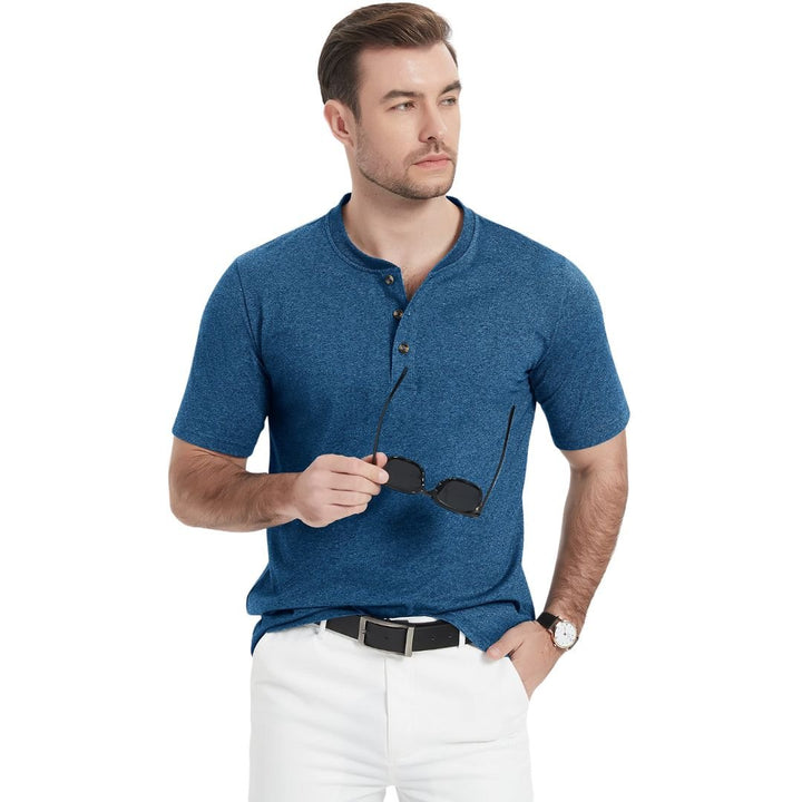 Men's Casual Cotton Henley Shirts - Men's T-shirts