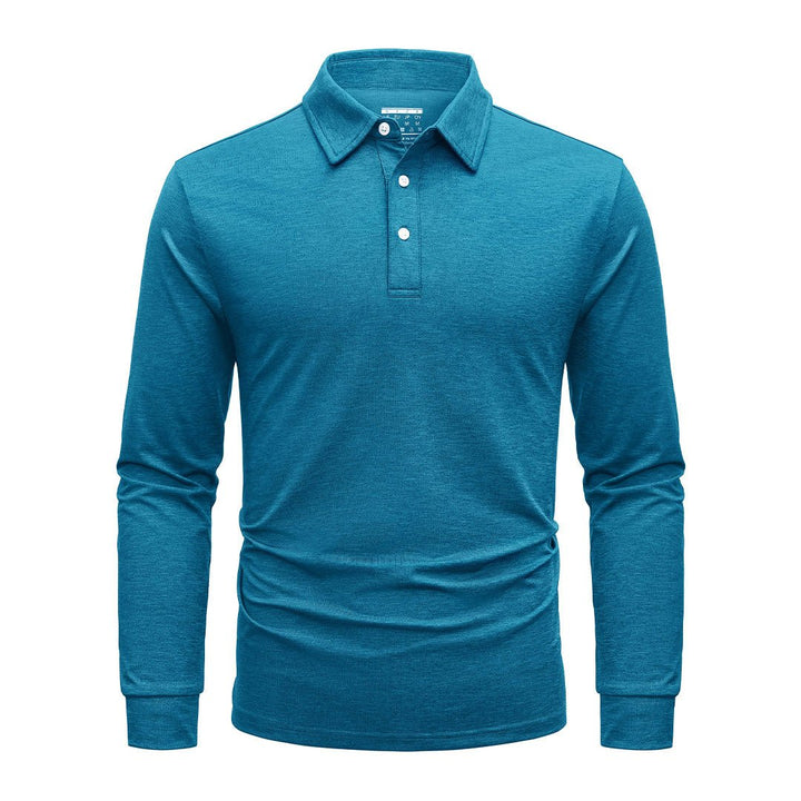 Men's Casual Lightweight Long Sleeve Polo Shirts With 3-Button - Men's Polo Shirts