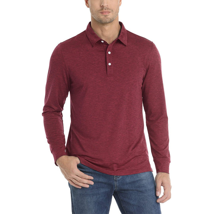 Men's Casual Lightweight Long Sleeve Polo Shirts With 3-Button - Men's Polo Shirts