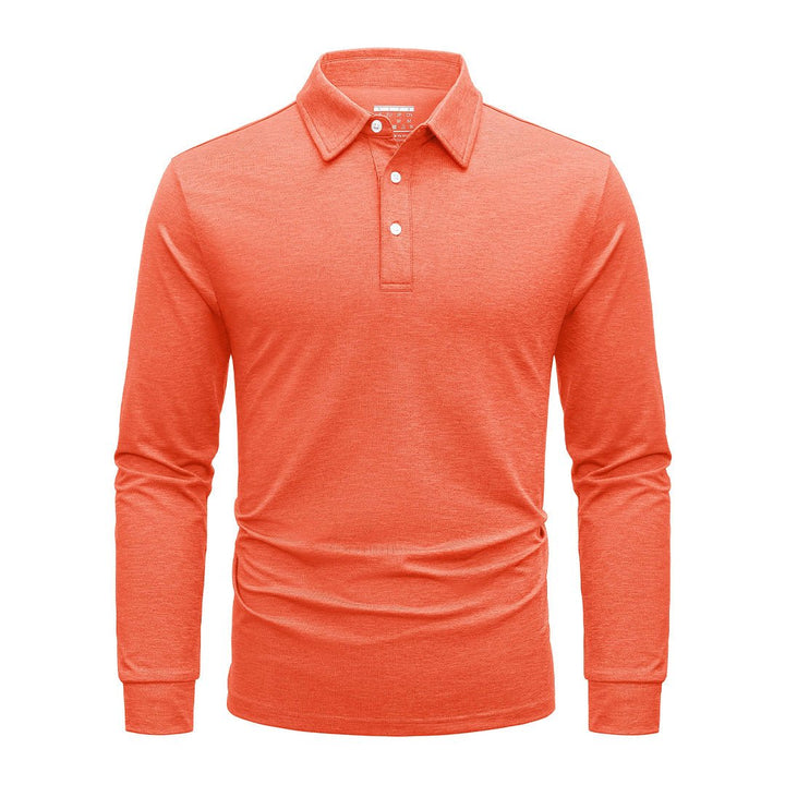 Men's Casual Lightweight Long Sleeve Polo Shirts With 3-Button - Men's Polo Shirts