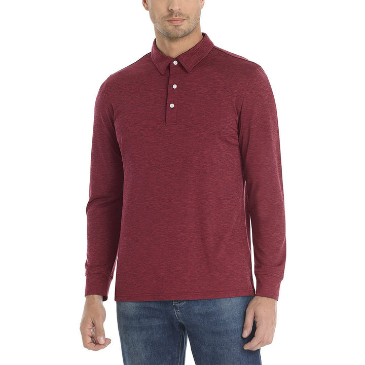 Men's Casual Lightweight Long Sleeve Polo Shirts With 3-Button - Men's Polo Shirts