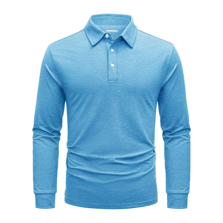 Men's Casual Lightweight Long Sleeve Polo Shirts With 3-Button - Men's Polo Shirts