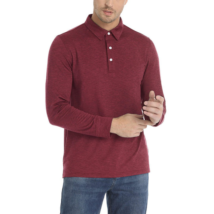 Men's Casual Lightweight Long Sleeve Polo Shirts With 3-Button - Men's Polo Shirts