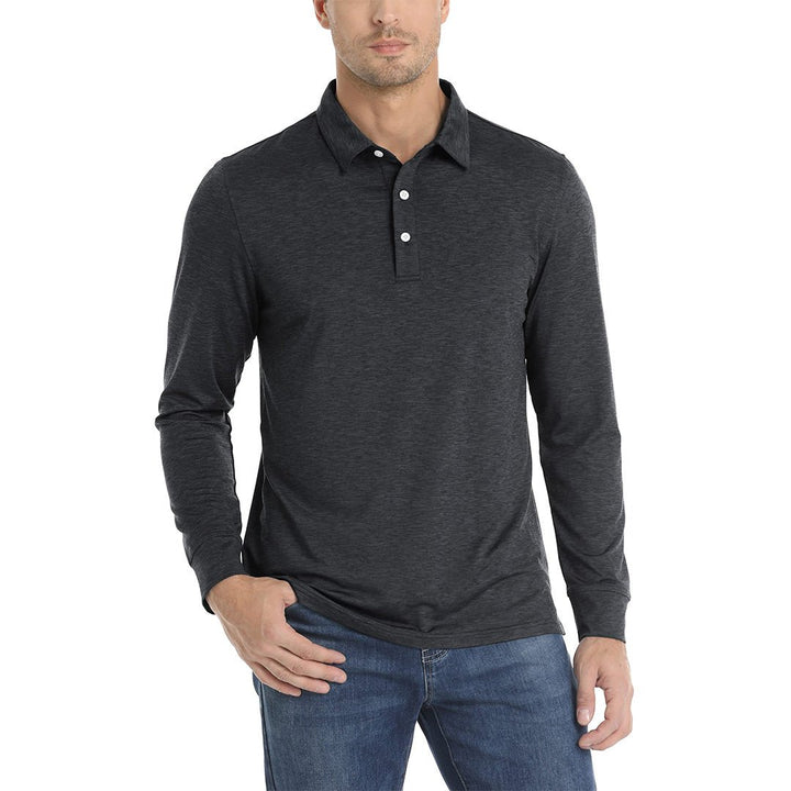 Men's Casual Lightweight Long Sleeve Polo Shirts With 3-Button - Men's Polo Shirts