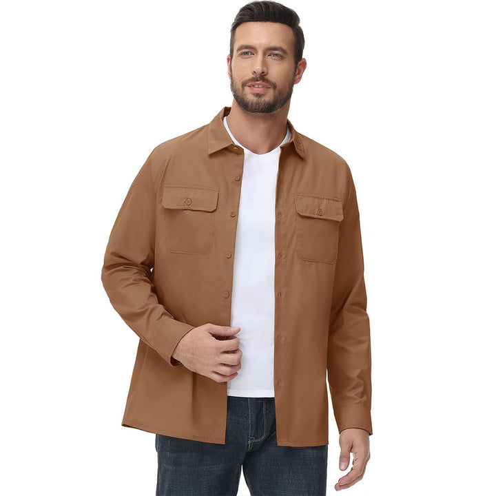 Men's Cotton Casual Button-Up Long Sleeve Shirts - Men's Coats