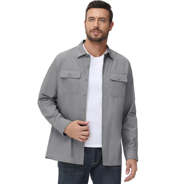 Men's Cotton Casual Button-Up Long Sleeve Shirts - Men's Coats