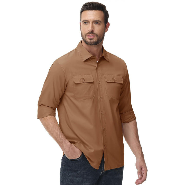 Men's Cotton Casual Button-Up Long Sleeve Shirts - Men's Coats