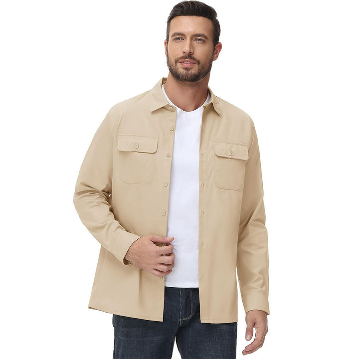 Men's Cotton Casual Button-Up Long Sleeve Shirts - Men's Coats