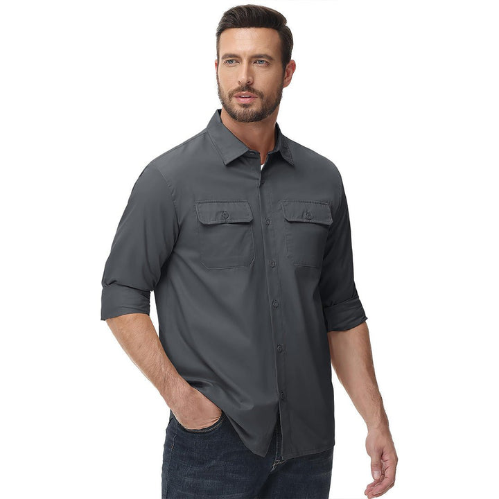 Men's Cotton Casual Button-Up Long Sleeve Shirts - Men's Coats