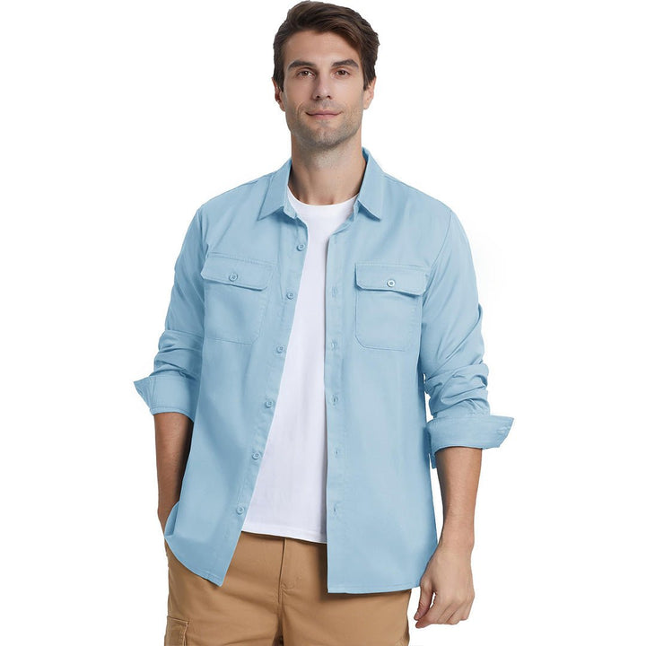 Men's Cotton Casual Button-Up Long Sleeve Shirts - Men's Coats