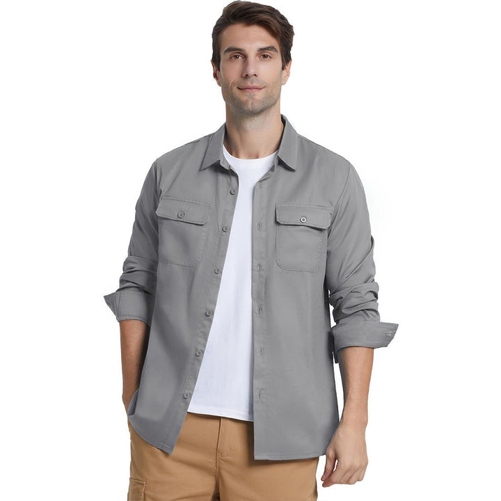 Men's Cotton Casual Button-Up Long Sleeve Shirts - Men's Coats