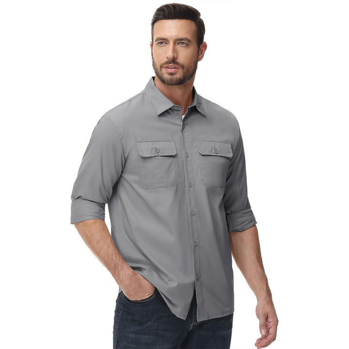 Men's Cotton Casual Button-Up Long Sleeve Shirts - Men's Coats