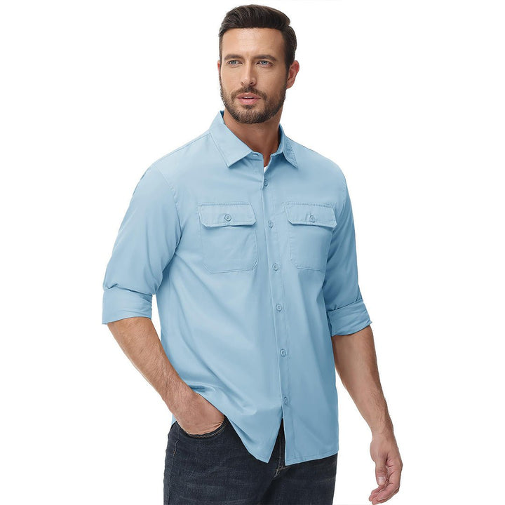 Men's Cotton Casual Button-Up Long Sleeve Shirts - Men's Coats