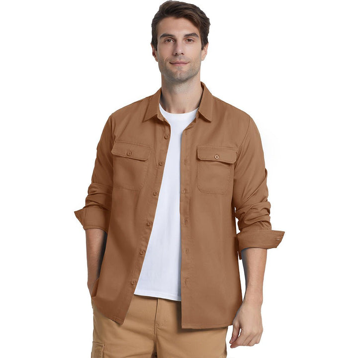 Men's Cotton Casual Button-Up Long Sleeve Shirts - Men's Coats