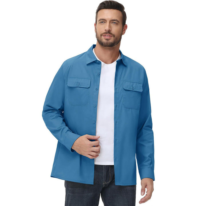 Men's Cotton Casual Button-Up Long Sleeve Shirts - Men's Coats