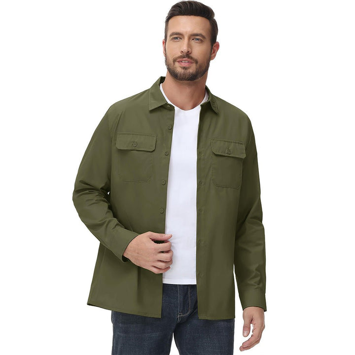 Men's Cotton Casual Button-Up Long Sleeve Shirts - Men's Coats