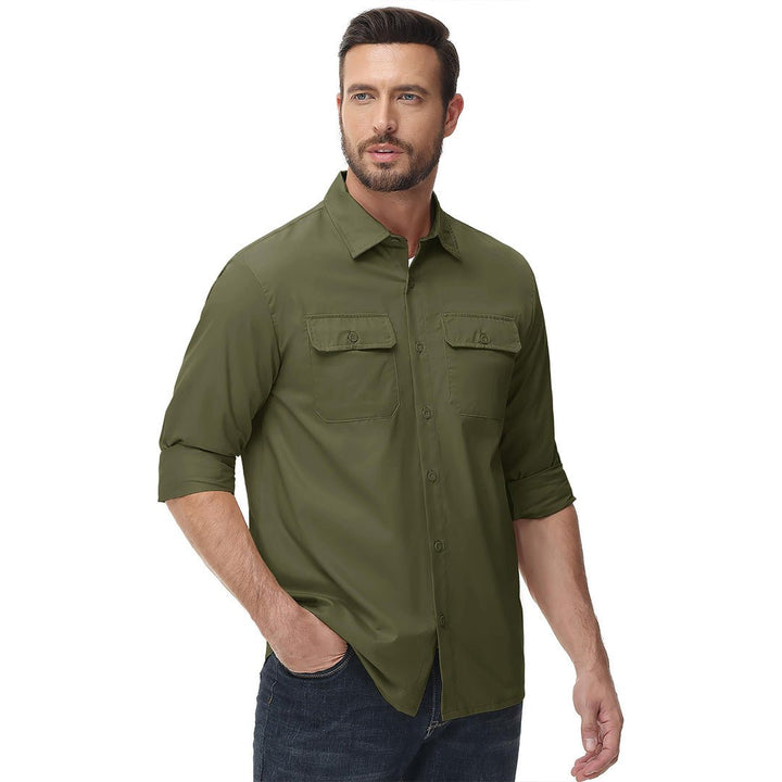 Men's Cotton Casual Button-Up Long Sleeve Shirts - Men's Coats