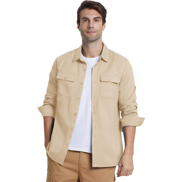 Men's Cotton Casual Button-Up Long Sleeve Shirts - Men's Coats