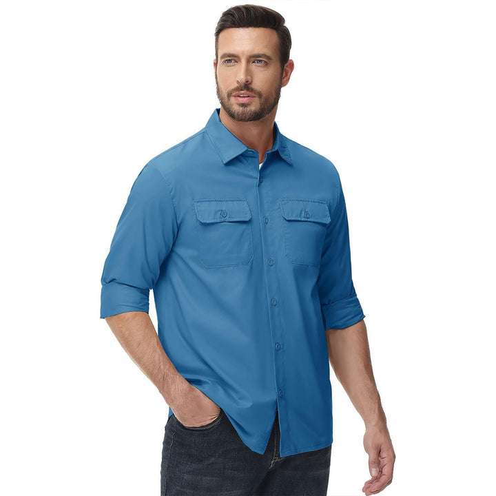 Men's Cotton Casual Button-Up Long Sleeve Shirts - Men's Coats