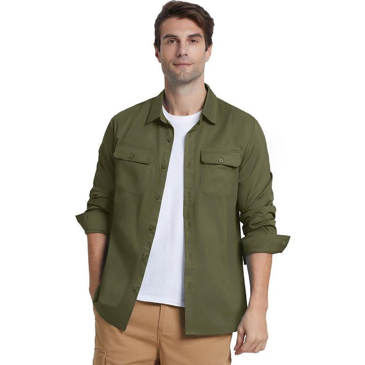 Men's Cotton Casual Button-Up Long Sleeve Shirts - Men's Coats