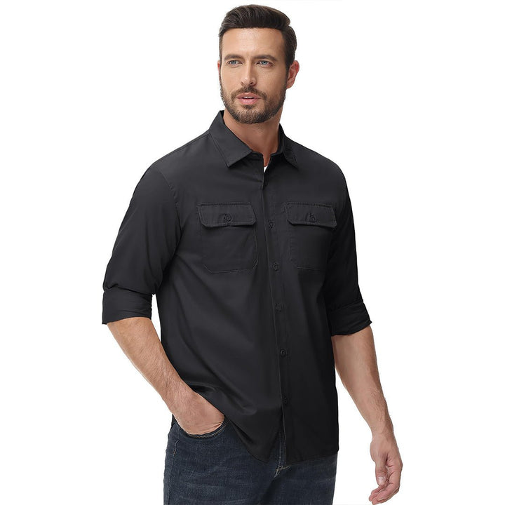 Men's Cotton Casual Button-Up Long Sleeve Shirts - Men's Coats