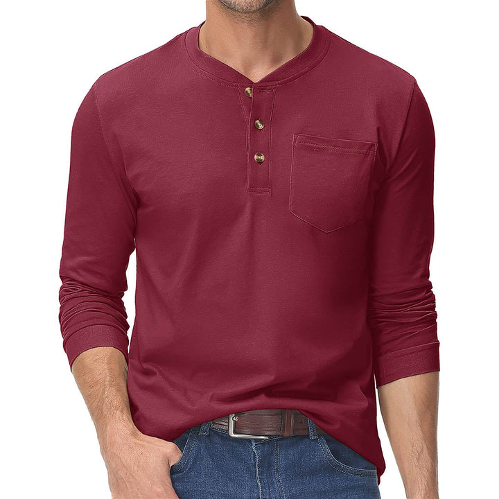 Men's Cotton Henley Moisture Wicking Casual Shirts Long Sleeve - Men's T-shirts