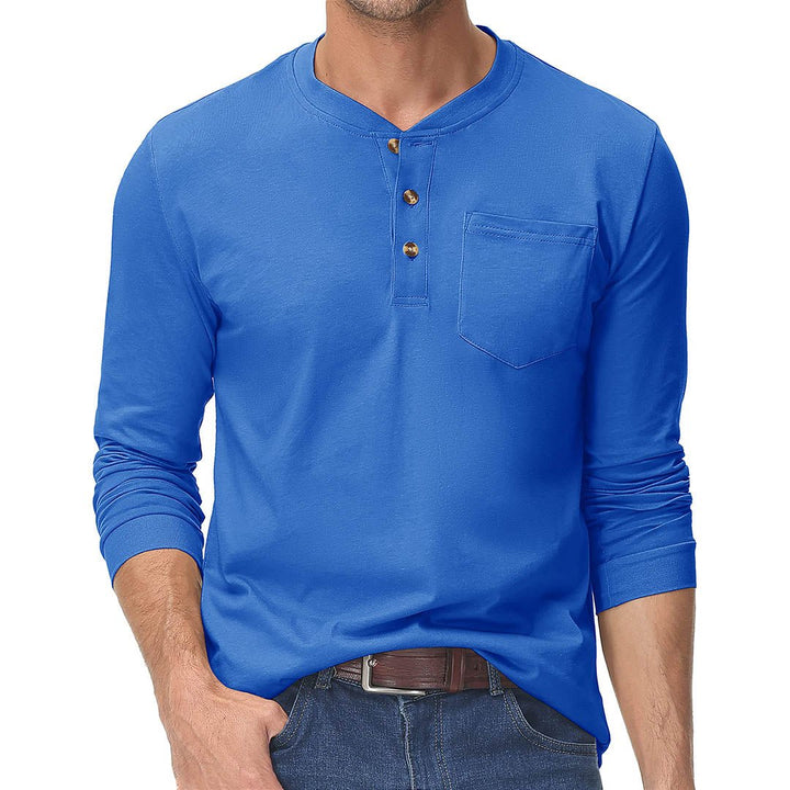 Men's Cotton Henley Moisture Wicking Casual Shirts Long Sleeve - Men's T-shirts