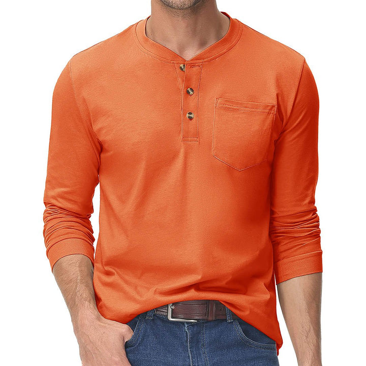 Men's Cotton Henley Moisture Wicking Casual Shirts Long Sleeve - Men's T-shirts