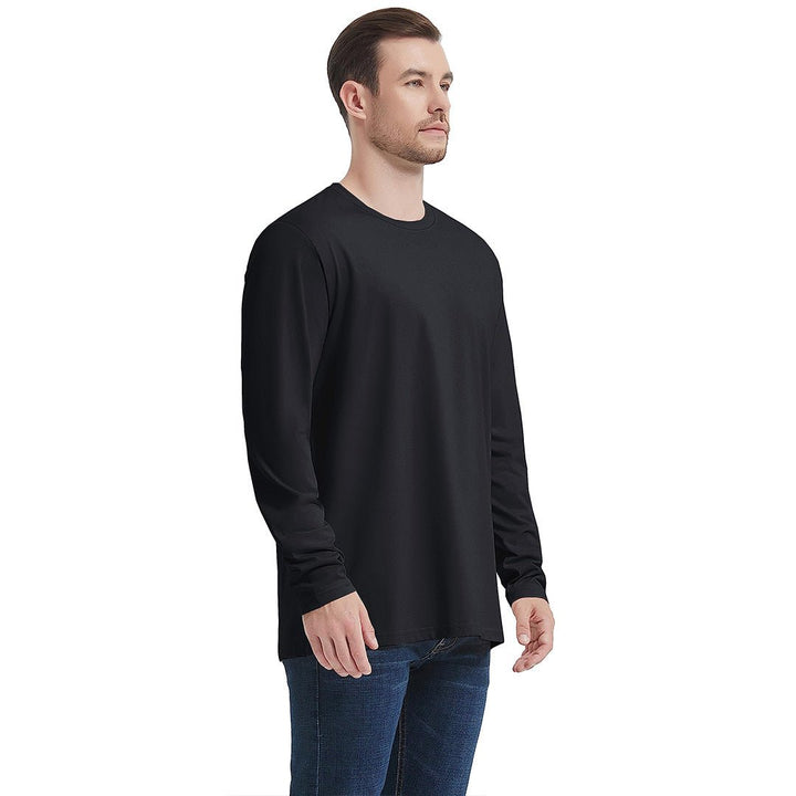 Men's Cotton Solid Color Classic Casual Long Sleeve T-shirt - Men's T-shirts