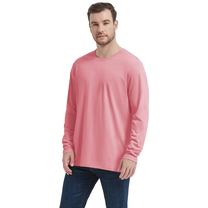 Men's Cotton Solid Color Classic Casual Long Sleeve T-shirt - Men's T-shirts