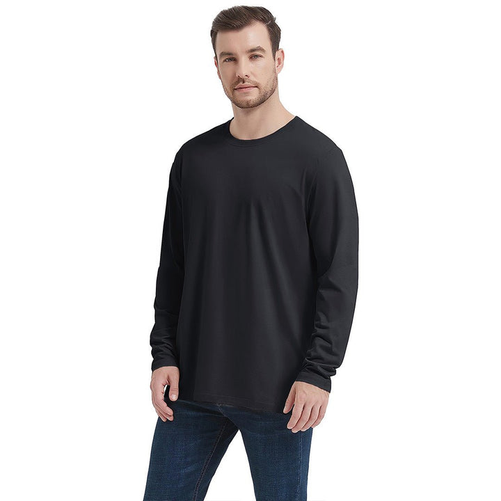 Men's Cotton Solid Color Classic Casual Long Sleeve T-shirt - Men's T-shirts