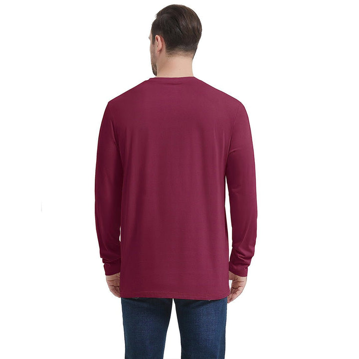 Men's Cotton Solid Color Classic Casual Long Sleeve T-shirt - Men's T-shirts