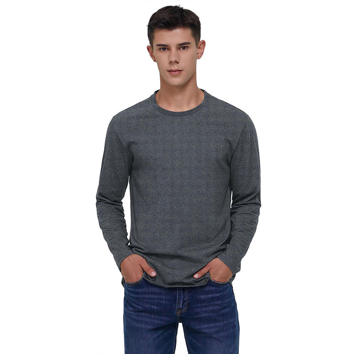 Men's Cotton Solid Color Classic Casual Long Sleeve T-shirt - Men's T-shirts