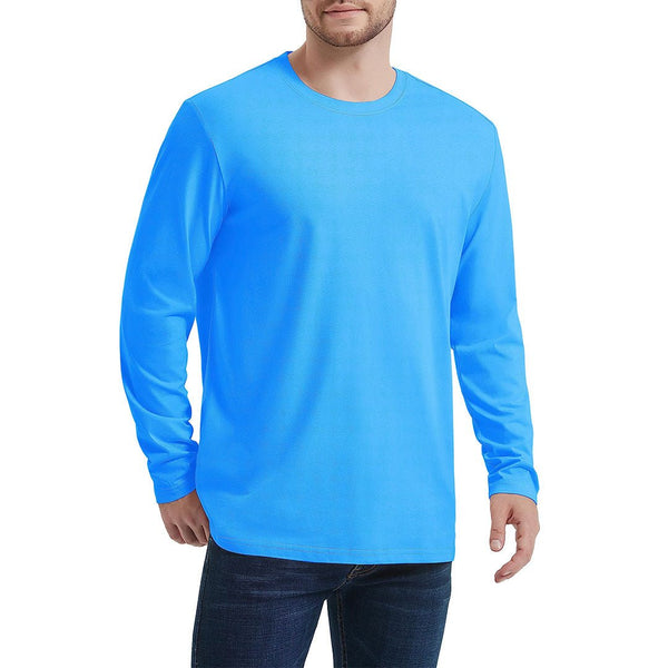 Men's Cotton Solid Color Classic Casual Long Sleeve T-shirt - Men's T-shirts