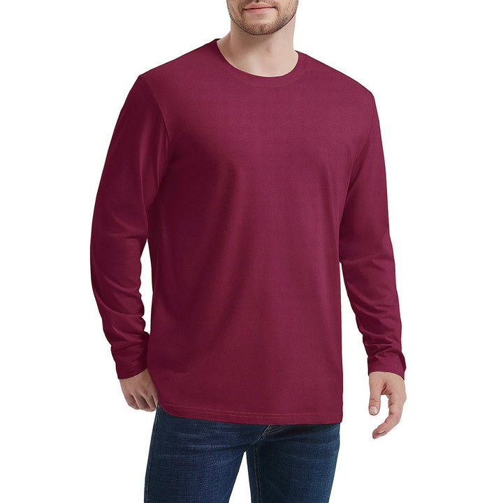 Men's Cotton Solid Color Classic Casual Long Sleeve T-shirt - Men's T-shirts