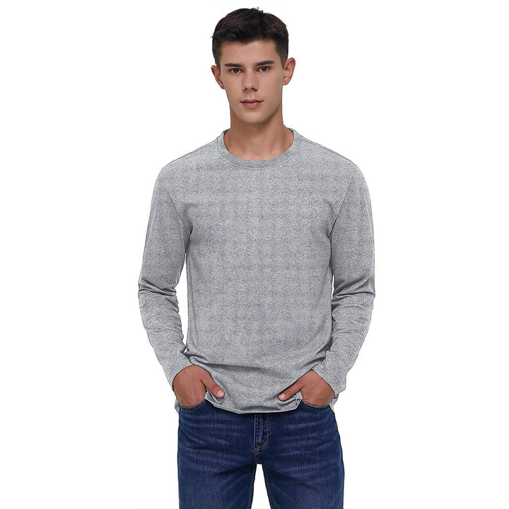 Men's Cotton Solid Color Classic Casual Long Sleeve T-shirt - Men's T-shirts