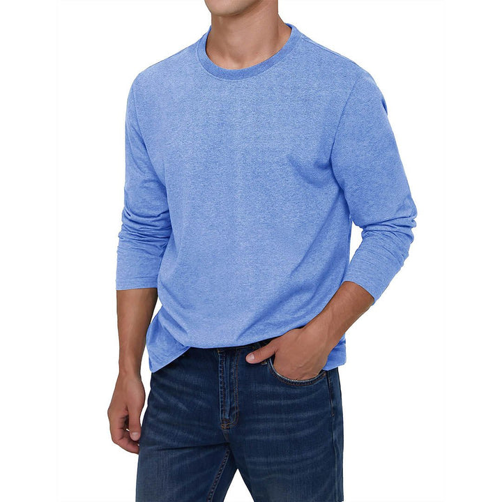 Men's Cotton Solid Color Classic Casual Long Sleeve T-shirt - Men's T-shirts
