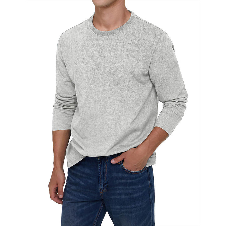 Men's Cotton Solid Color Classic Casual Long Sleeve T-shirt - Men's T-shirts
