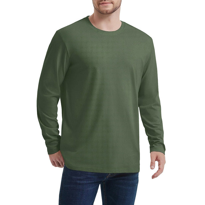 Men's Cotton Solid Color Classic Casual Long Sleeve T-shirt - Men's T-shirts