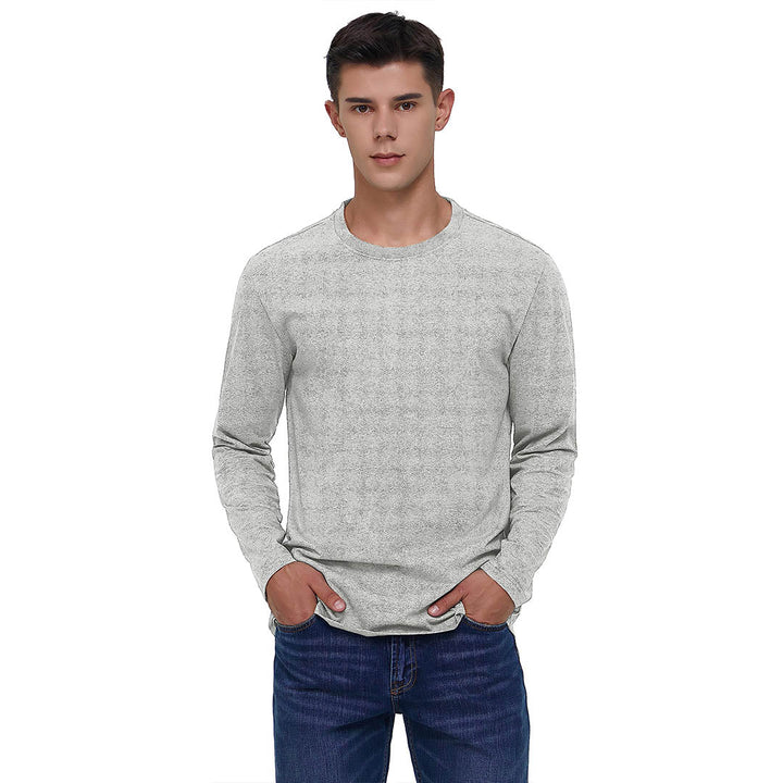 Men's Cotton Solid Color Classic Casual Long Sleeve T-shirt - Men's T-shirts