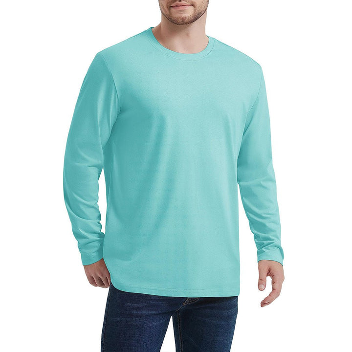 Men's Cotton Solid Color Classic Casual Long Sleeve T-shirt - Men's T-shirts