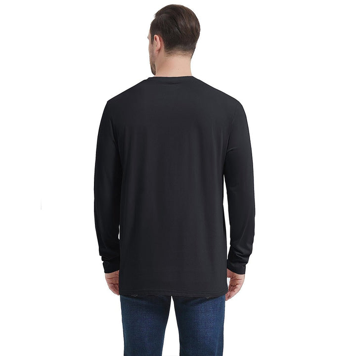 Men's Cotton Solid Color Classic Casual Long Sleeve T-shirt - Men's T-shirts