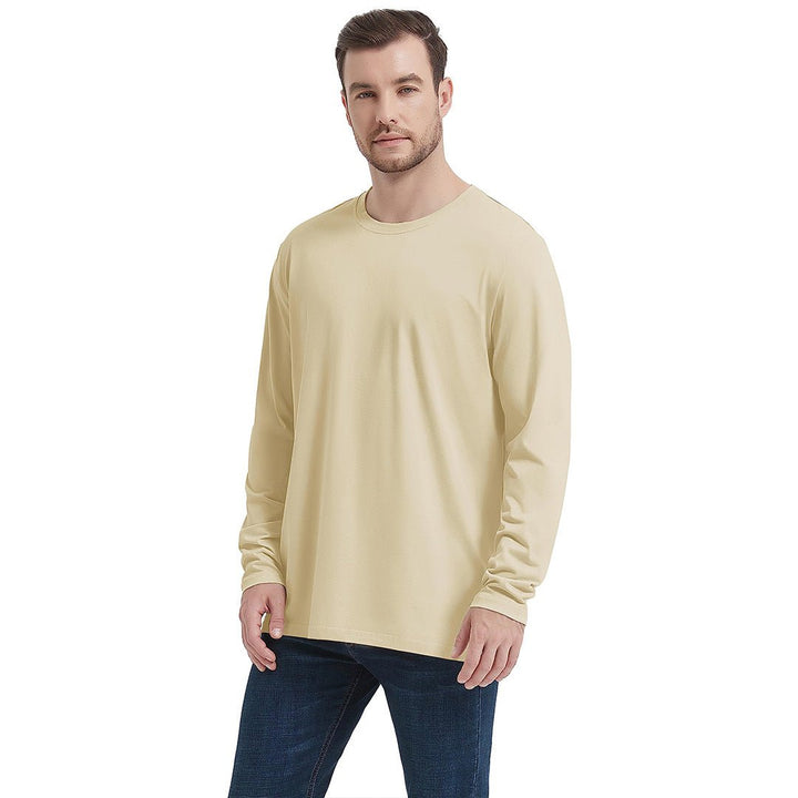 Men's Cotton Solid Color Classic Casual Long Sleeve T-shirt - Men's T-shirts