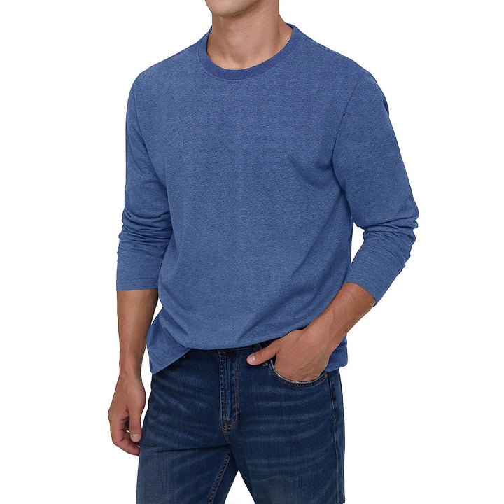 Men's Cotton Solid Color Classic Casual Long Sleeve T-shirt - Men's T-shirts