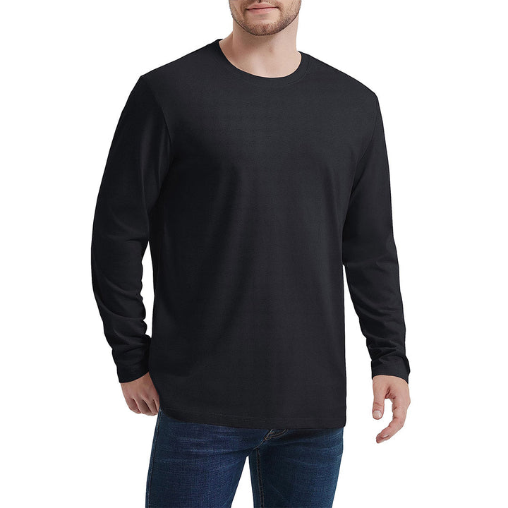 Men's Cotton Solid Color Classic Casual Long Sleeve T-shirt - Men's T-shirts