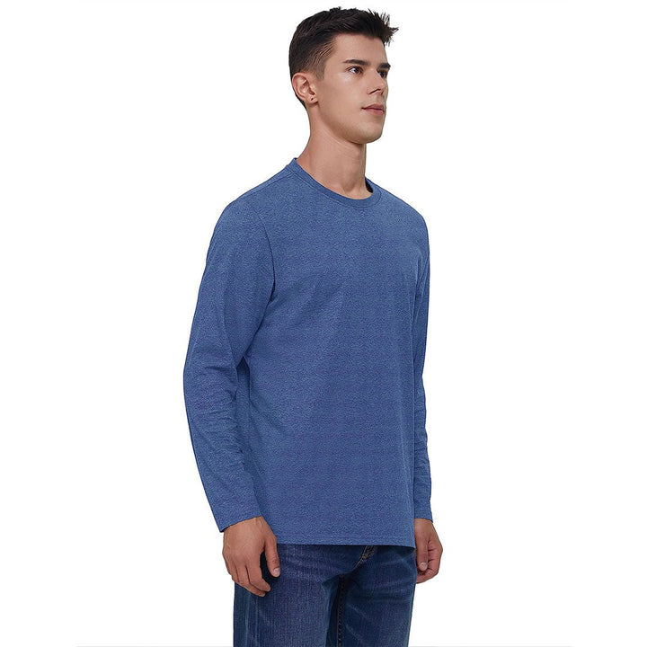 Men's Cotton Solid Color Classic Casual Long Sleeve T-shirt - Men's T-shirts
