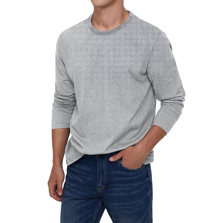 Men's Cotton Solid Color Classic Casual Long Sleeve T-shirt - Men's T-shirts