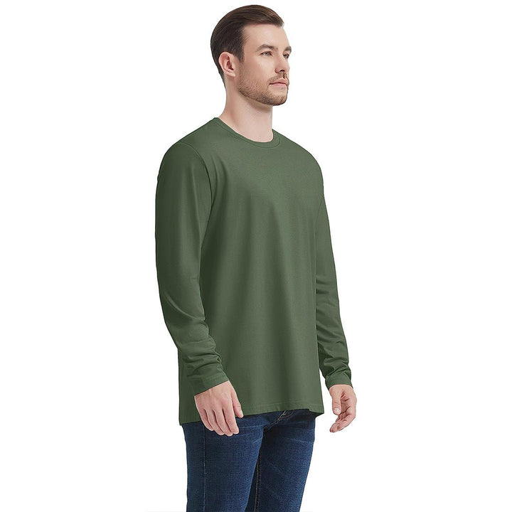 Men's Cotton Solid Color Classic Casual Long Sleeve T-shirt - Men's T-shirts