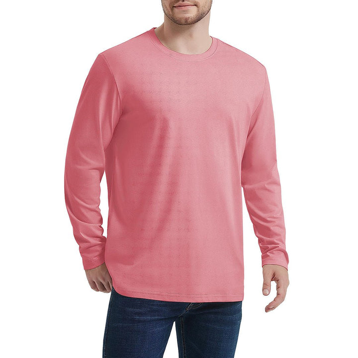 Men's Cotton Solid Color Classic Casual Long Sleeve T-shirt - Men's T-shirts